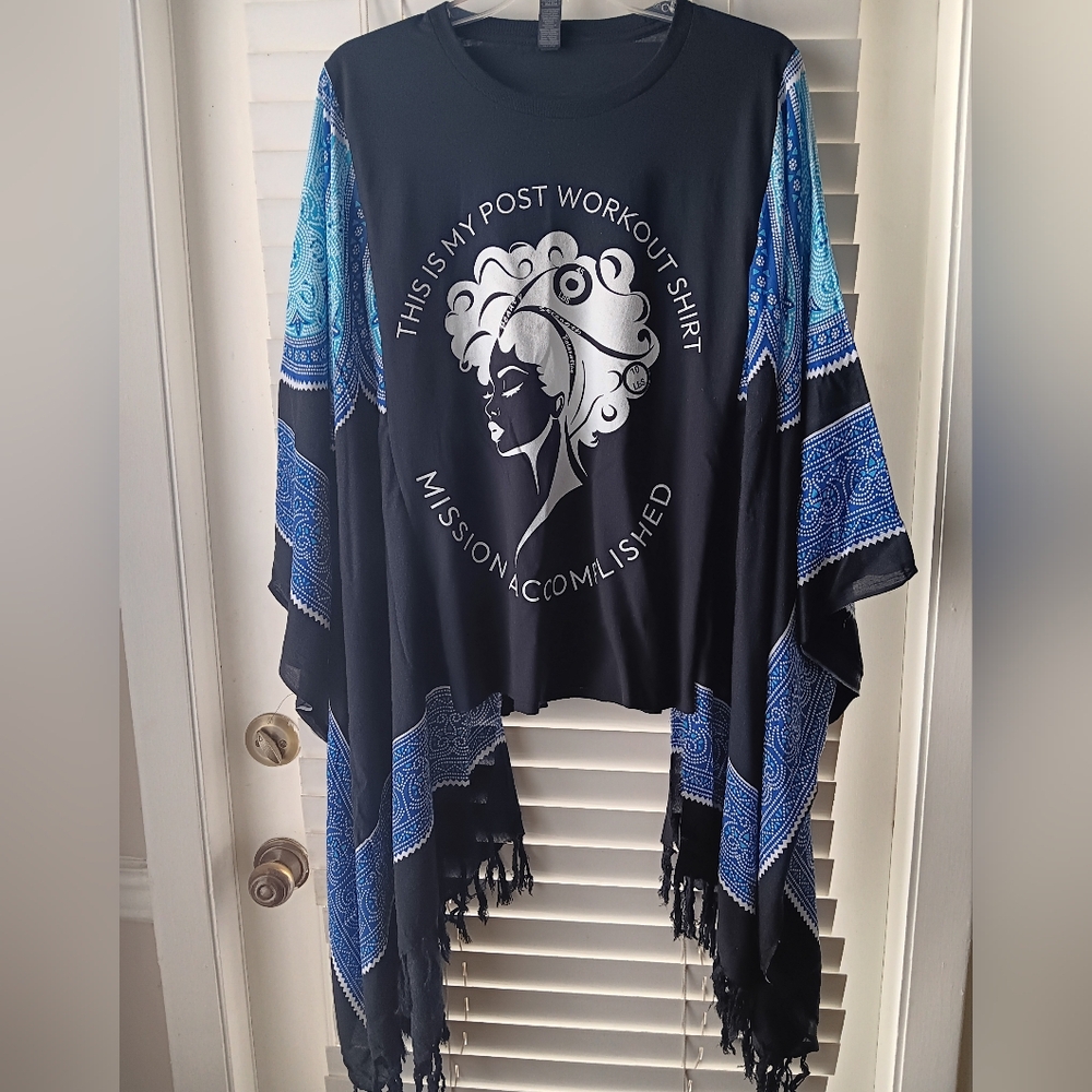 Upcycled Graphic Post Workout Tshirt Poncho
